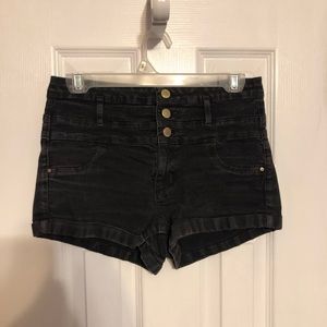 Black denim shorts